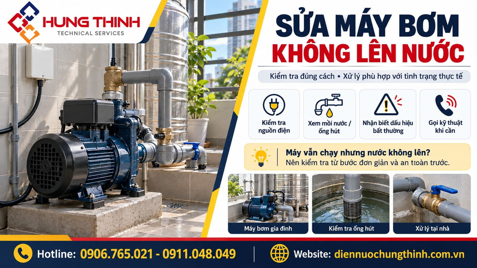 Sửa chữa máy bơm không lên nước: Nguyên nhân và cách xử lý