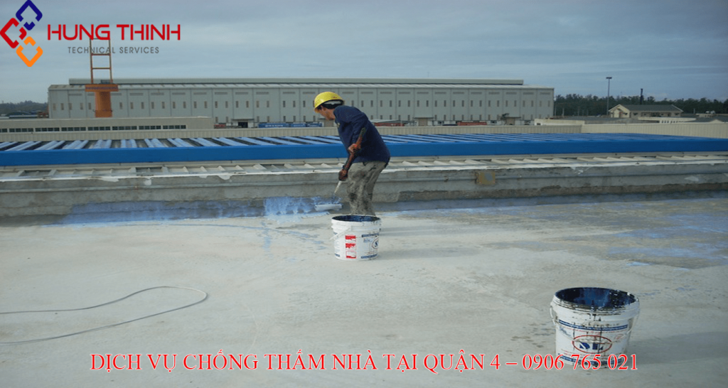 Chống thấm sân thượng, sàn mái triệt để - bảo hành tại quận 4 Điện Nước Hưng Thịnh.