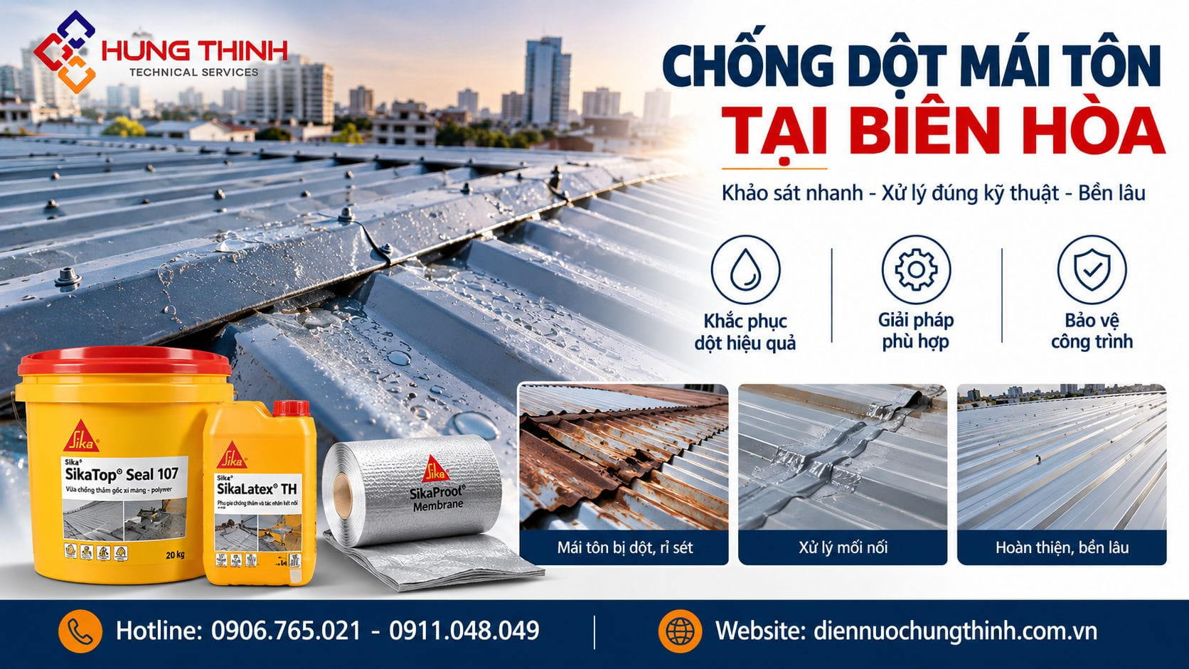 Thợ chống dột mái tôn Biên Hòa – GIÁ RẺ, Triệt Để