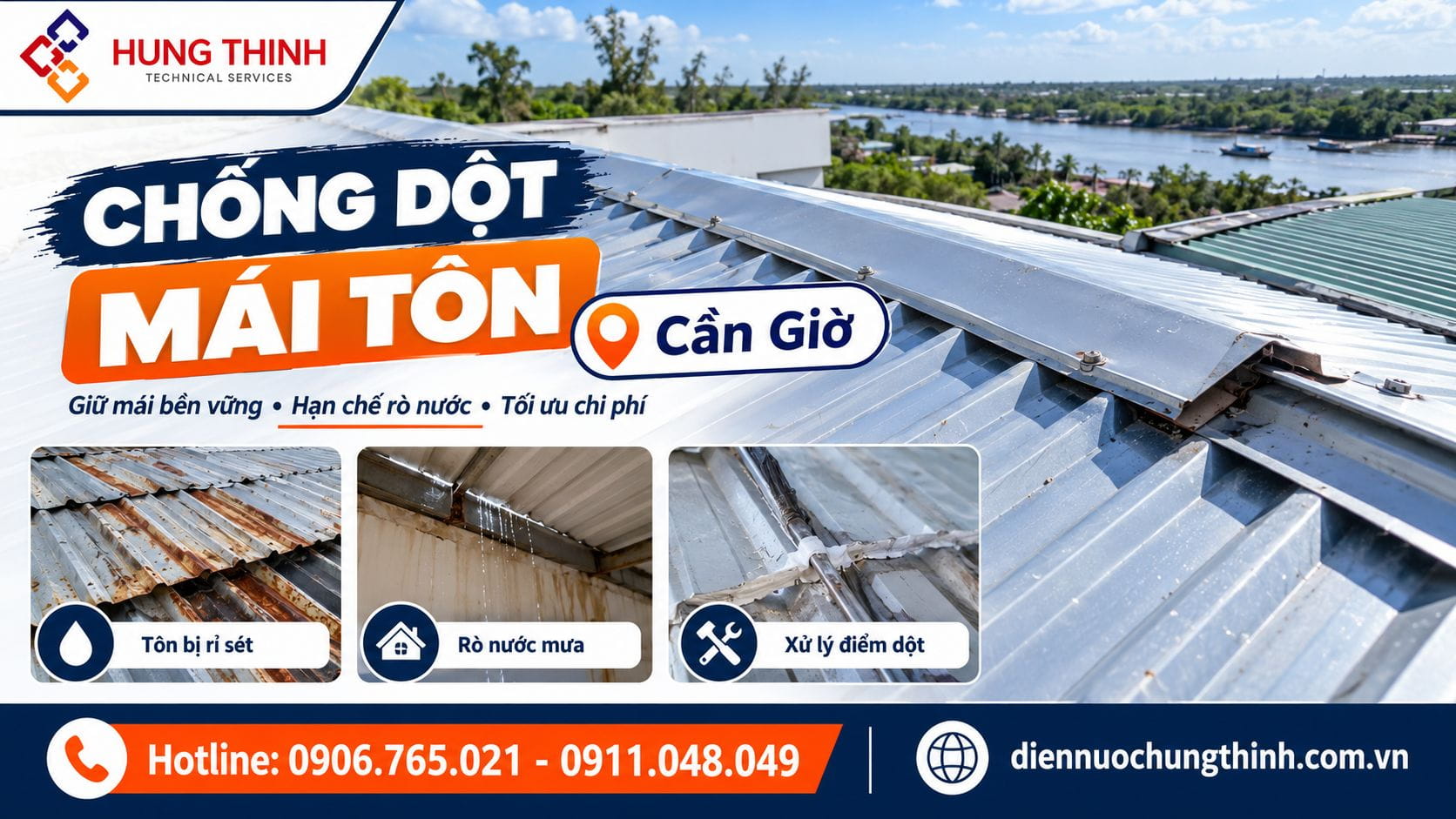 Thợ chống dột mái tôn Cần Giờ nhanh chóng thuận tiện