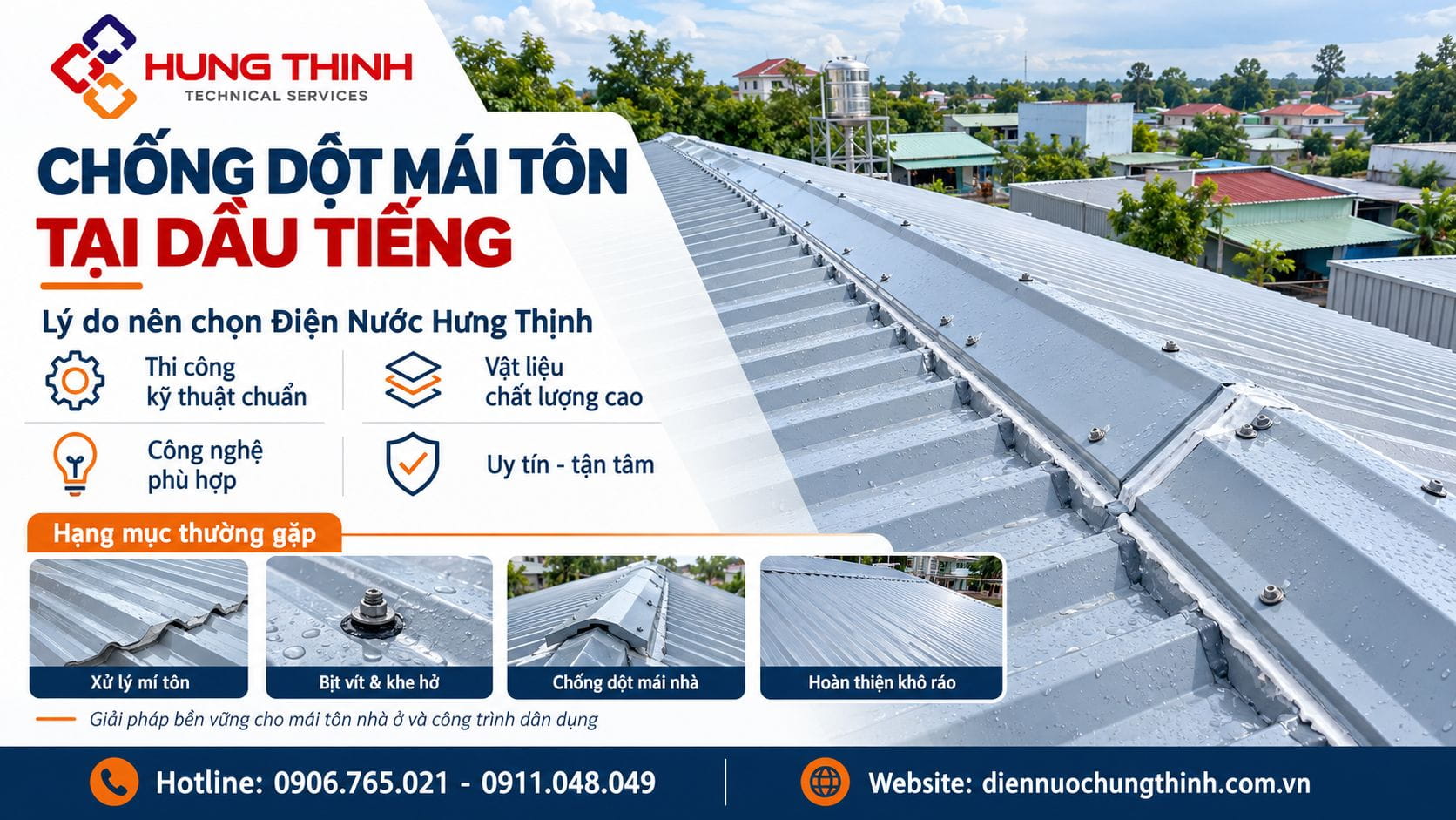 Thợ chống dột mái tôn Dầu Tiếng – Nhanh, Rẻ nhất