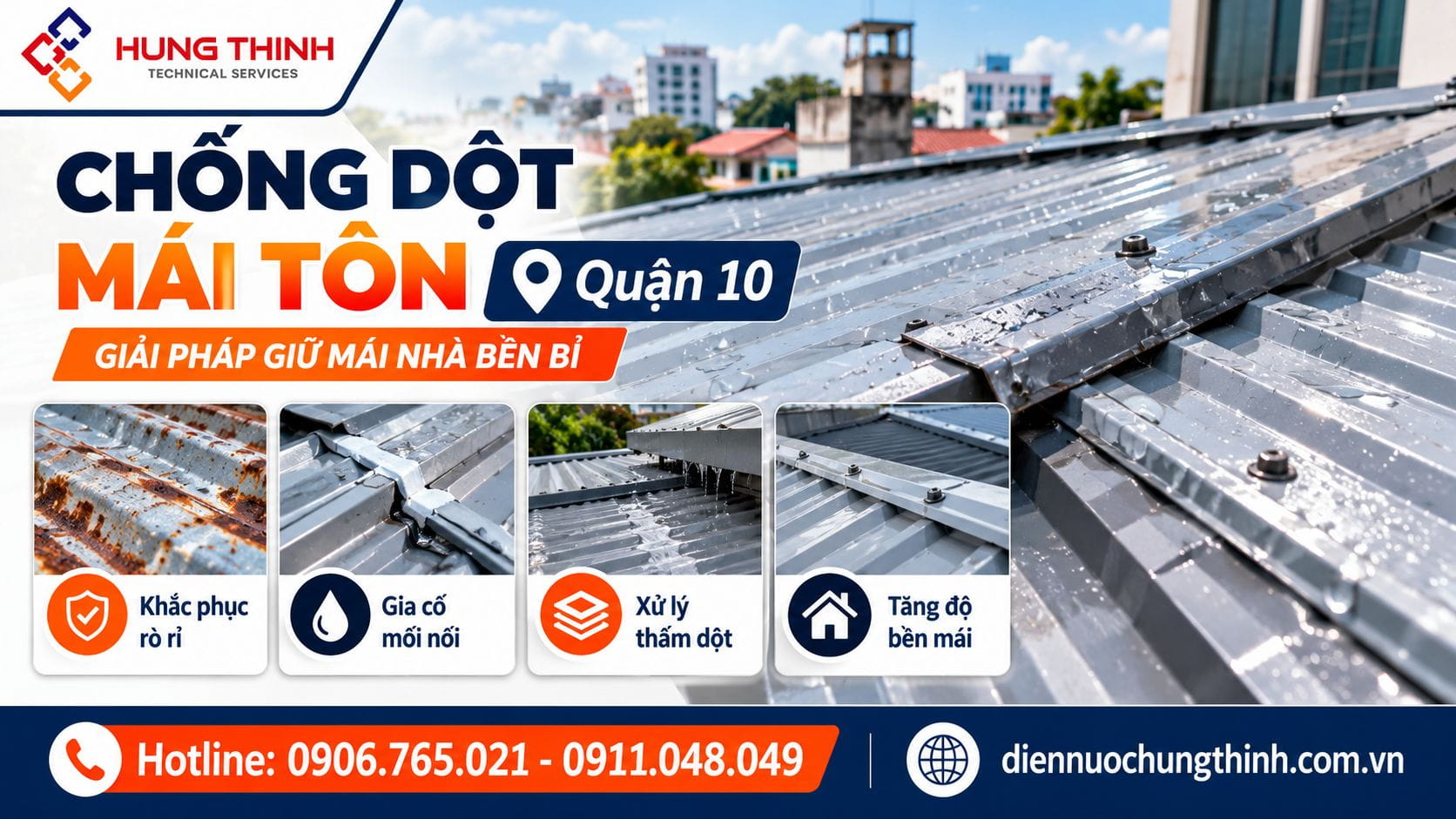 Chống dột mái tôn Quận 10 hiệu quả, tiết kiệm chi phí