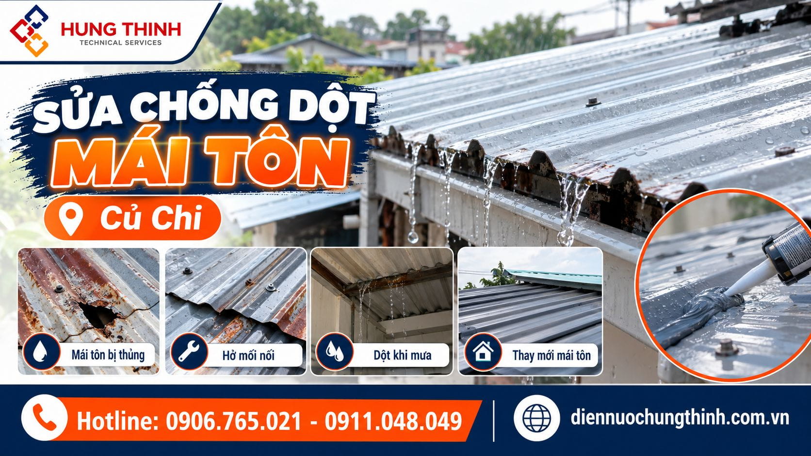 Chống dột mái tôn Củ Chi hiệu quả, tiết kiệm chi phí